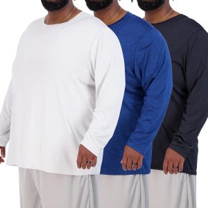 3 Pack: Men Big & Tall Tech Stretch Long-Sleeve & Short-Sleeve Dry-Fit T-Shirt (3XT-5XT)